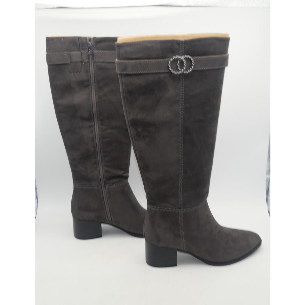 NEW Lifestride Daring Women's 8 Knee High Boots Gray Suede Square Heel - Picture 6 of 9